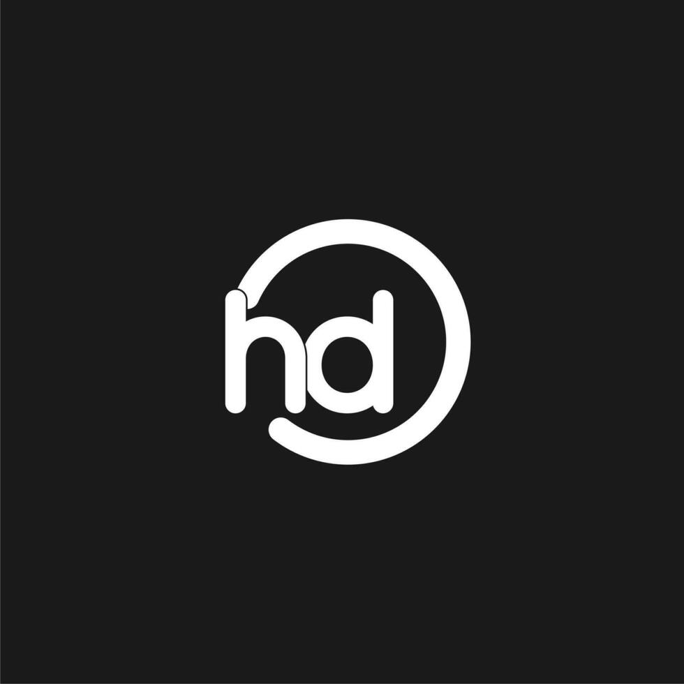 Initials HD logo monogram with simple circles lines vector