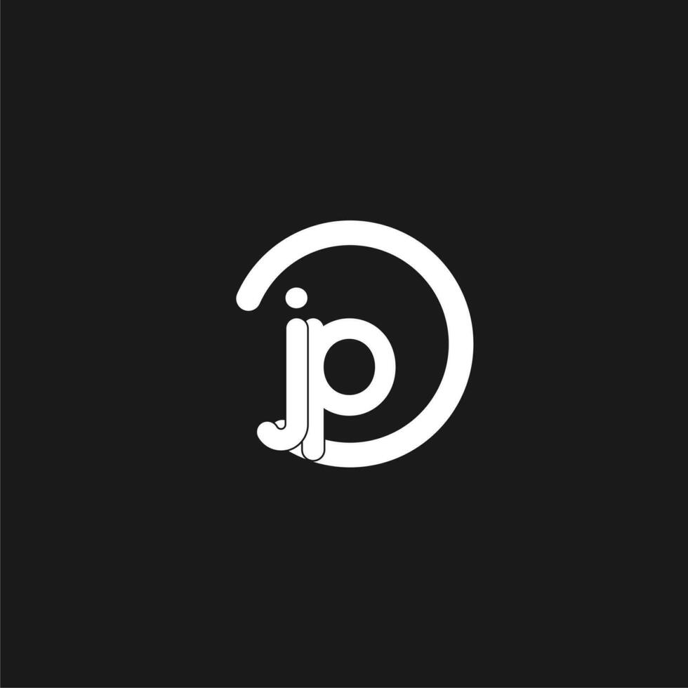 Initials JP logo monogram with simple circles lines vector