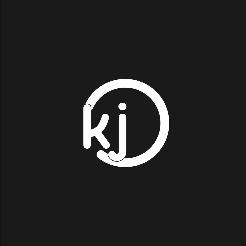 Initials KJ logo monogram with simple circles lines vector