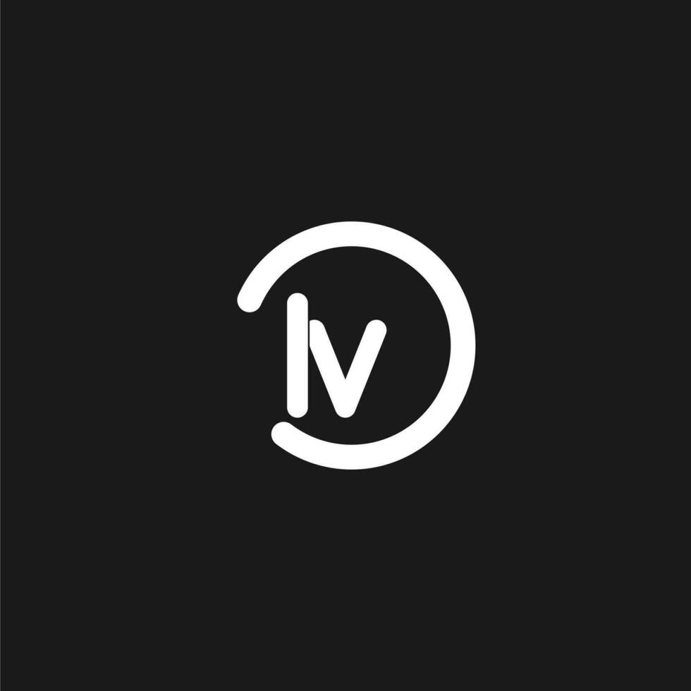 Initials LV logo monogram with simple circles lines vector