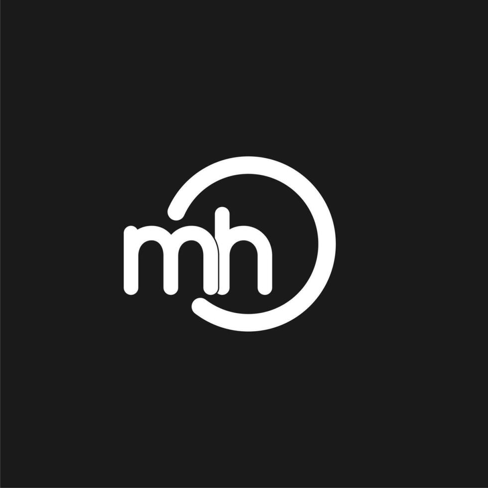 Initials MH logo monogram with simple circles lines vector