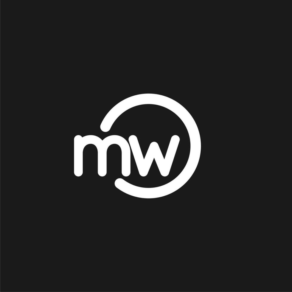 Initials MW logo monogram with simple circles lines vector