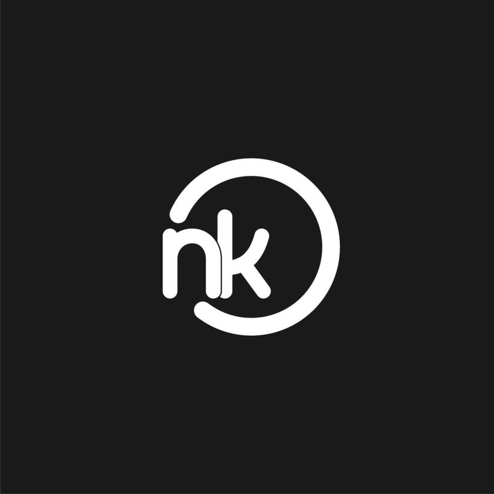 Initials NK logo monogram with simple circles lines vector