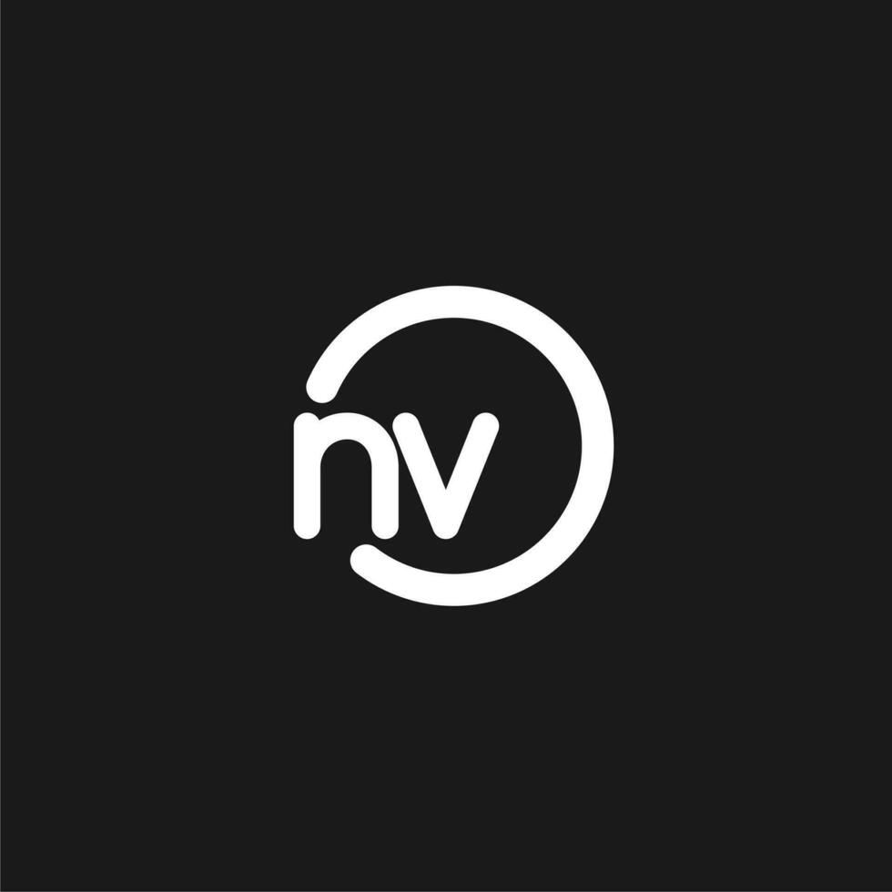 Initials NV logo monogram with simple circles lines vector