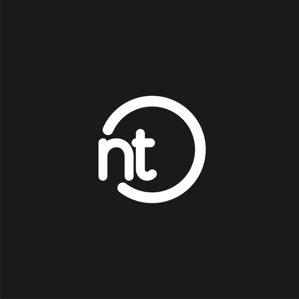 Initials NT logo monogram with simple circles lines vector