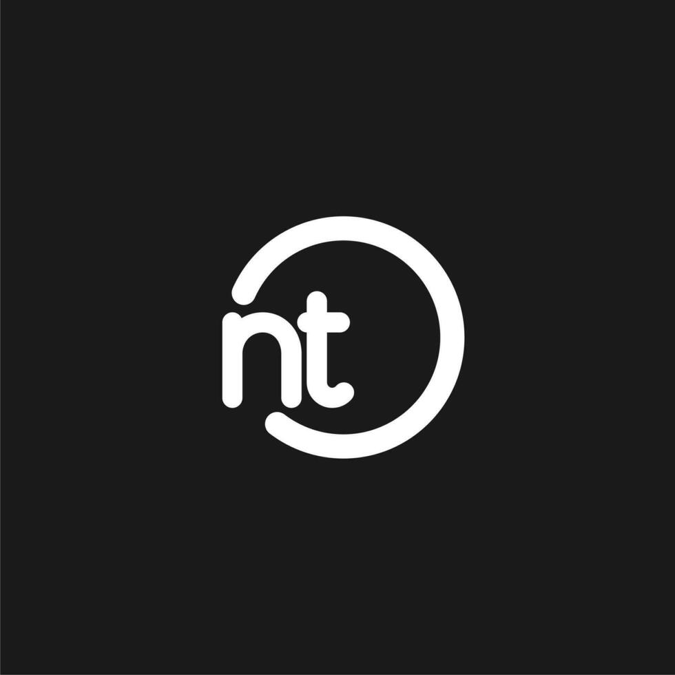 Initials NT logo monogram with simple circles lines vector