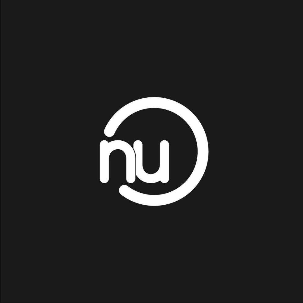 Initials NU logo monogram with simple circles lines vector