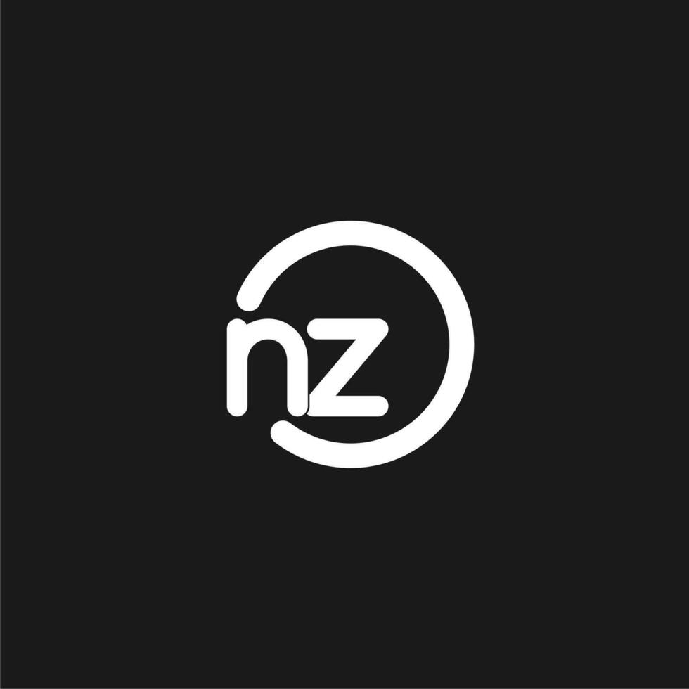 Initials NZ logo monogram with simple circles lines vector