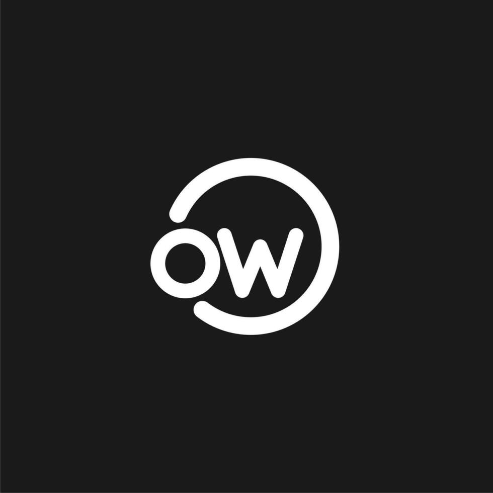 Initials OW logo monogram with simple circles lines vector