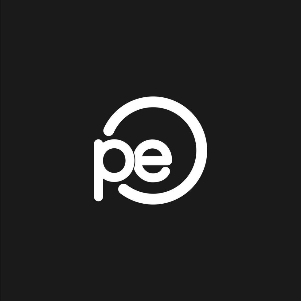 Initials PE logo monogram with simple circles lines vector