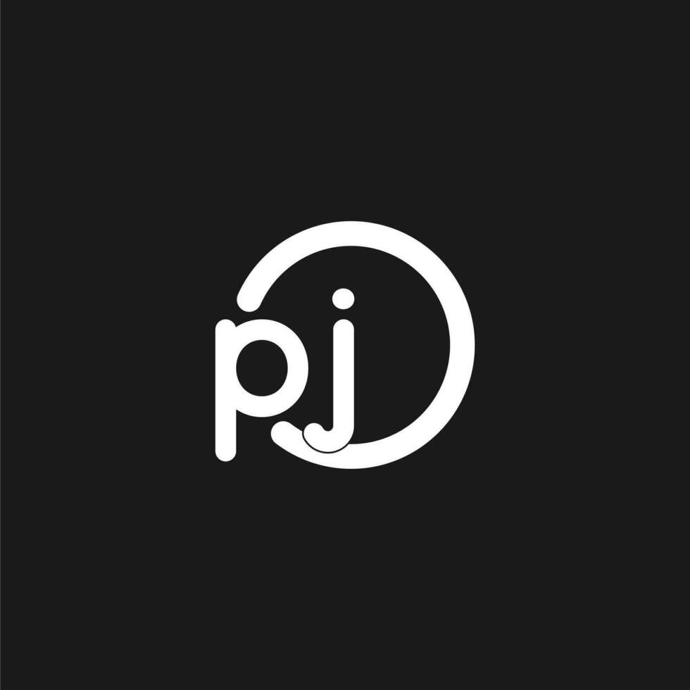 iniciales pj logo monograma con sencillo círculos líneas vector
