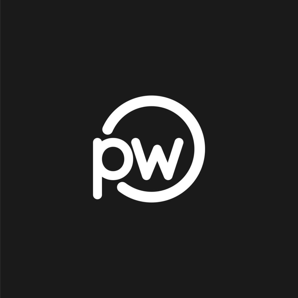 Initials PW logo monogram with simple circles lines vector