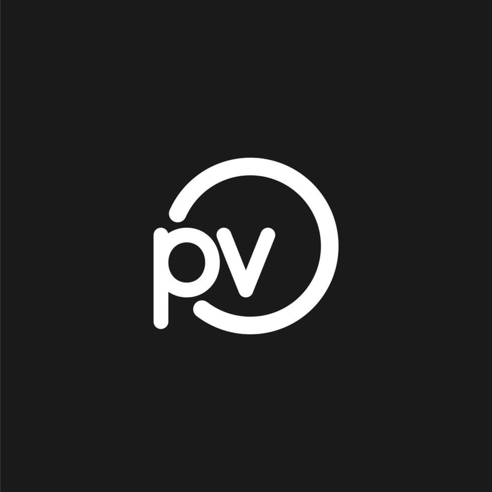 Initials PV logo monogram with simple circles lines vector