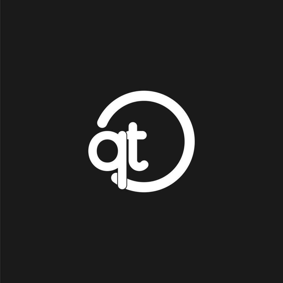 Initials QT logo monogram with simple circles lines vector
