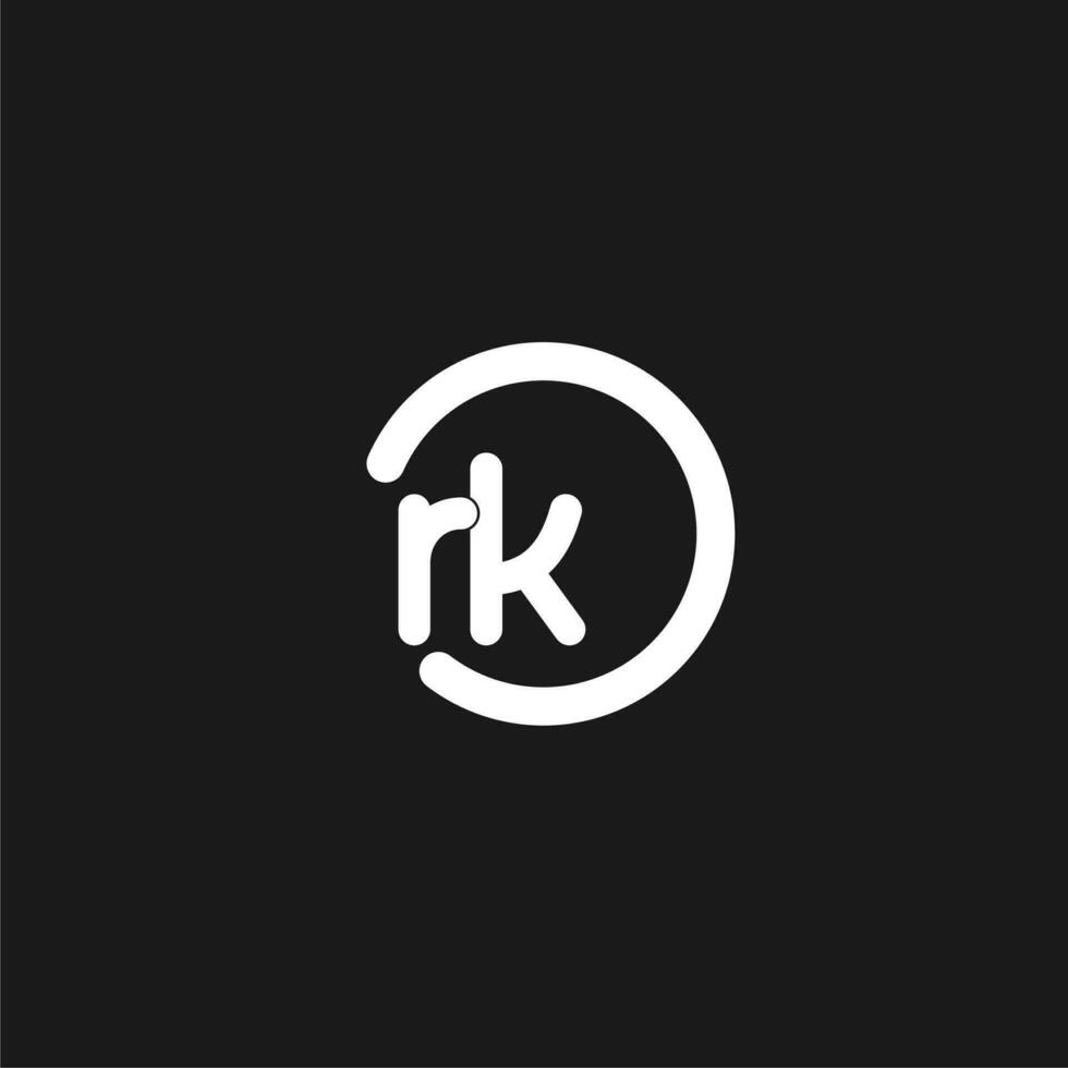 Initials RK logo monogram with simple circles lines vector