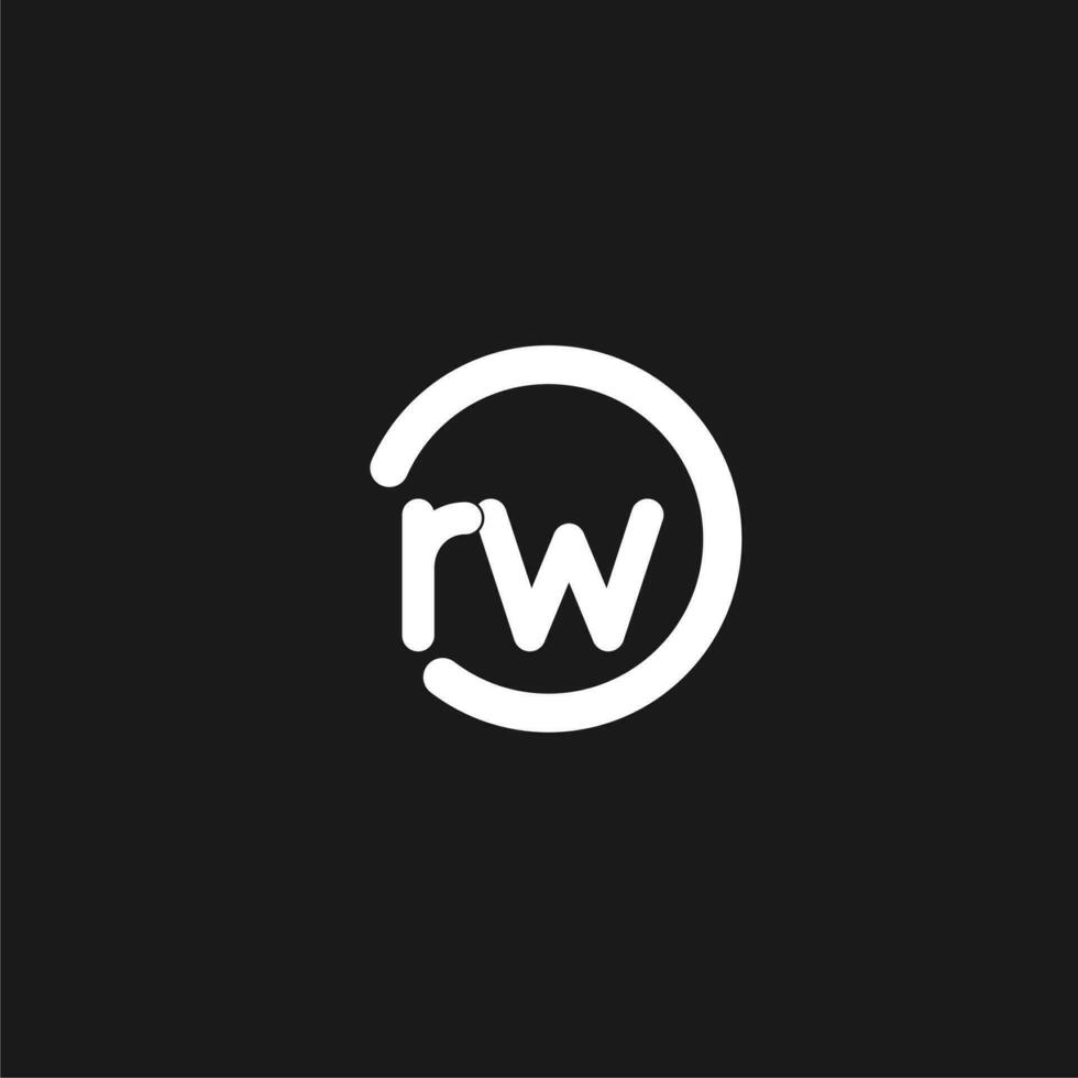 Initials RW logo monogram with simple circles lines vector