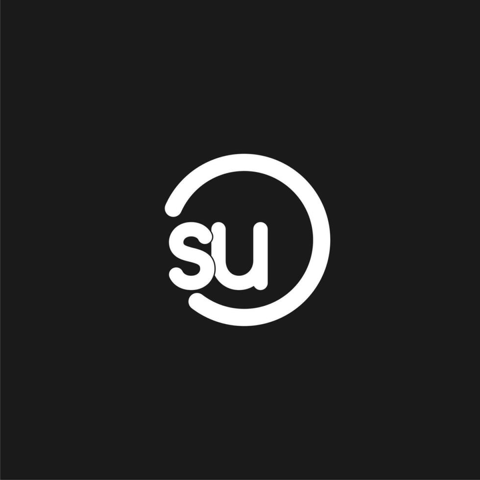 Initials SU logo monogram with simple circles lines vector