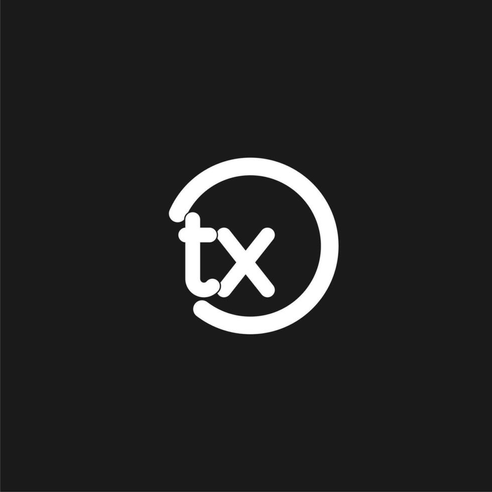 Initials TX logo monogram with simple circles lines vector