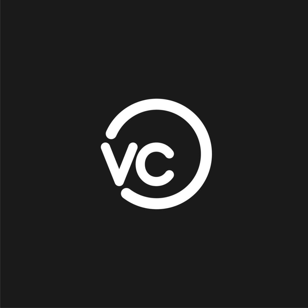 Initials VC logo monogram with simple circles lines vector