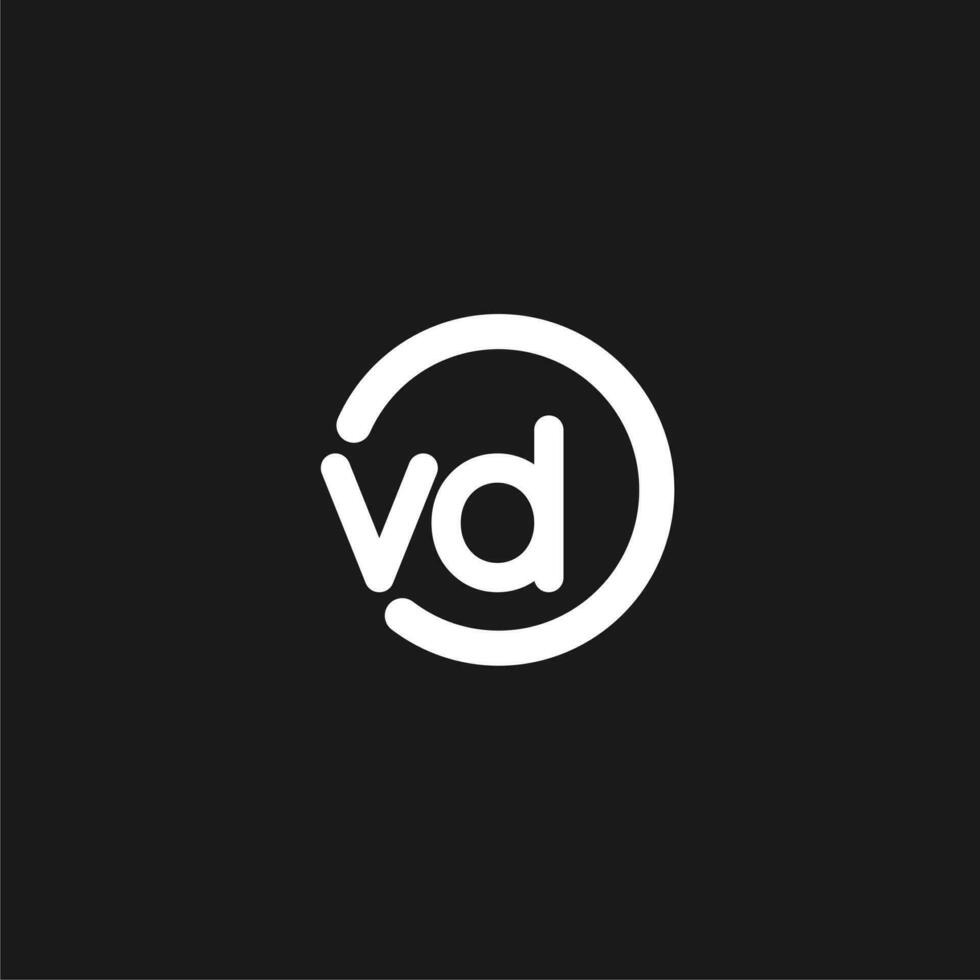 Initials VD logo monogram with simple circles lines vector