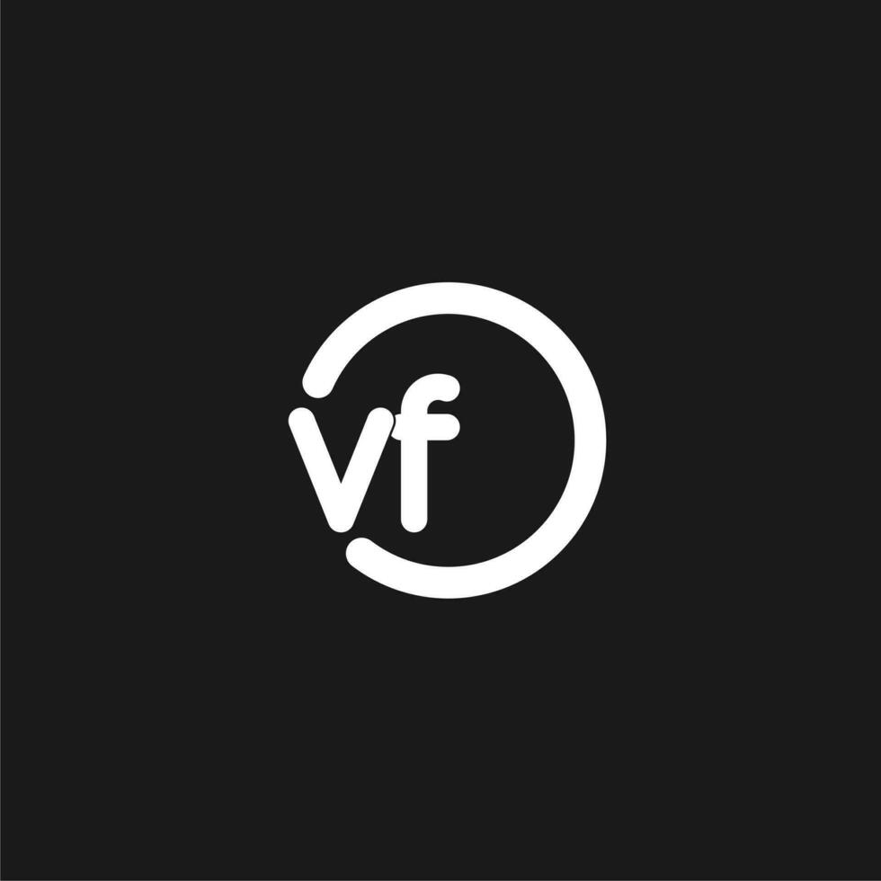 Initials VF logo monogram with simple circles lines vector