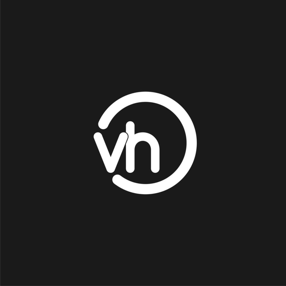 Initials VH logo monogram with simple circles lines vector