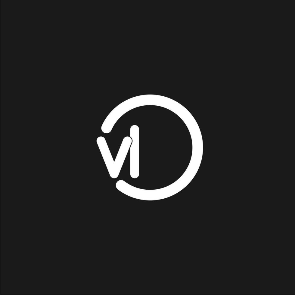 Initials VL logo monogram with simple circles lines vector