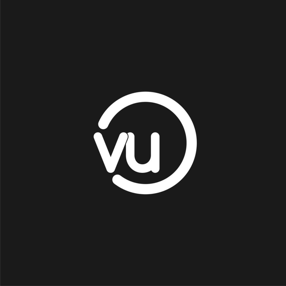 Initials VU logo monogram with simple circles lines vector