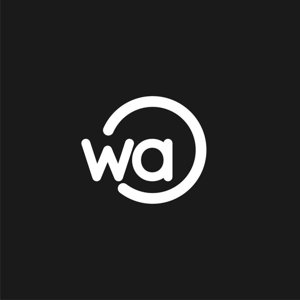 Initials WA logo monogram with simple circles lines vector