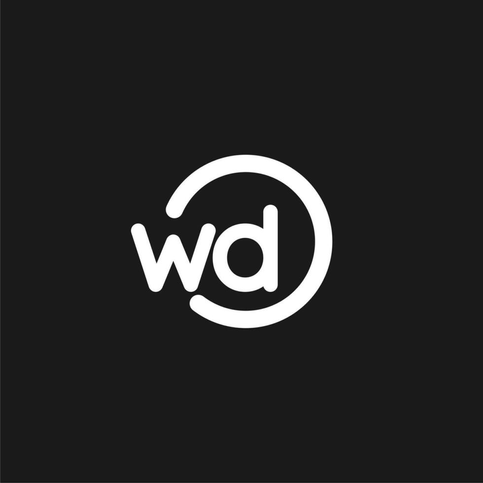 iniciales wd logo monograma con sencillo círculos líneas vector