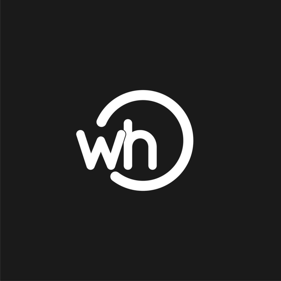 Initials WH logo monogram with simple circles lines vector