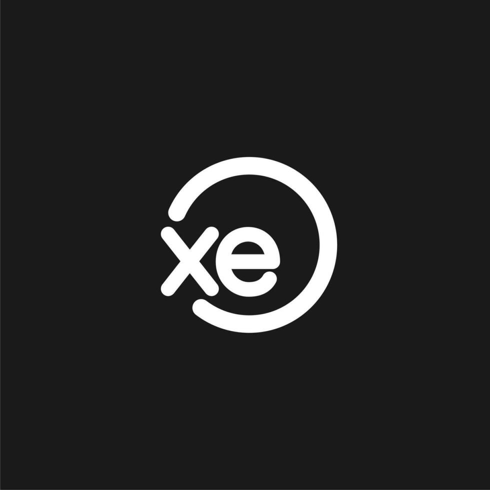 Initials XE logo monogram with simple circles lines vector