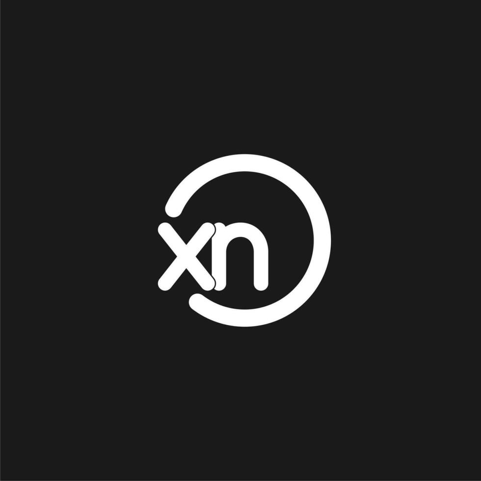 Initials XN logo monogram with simple circles lines vector