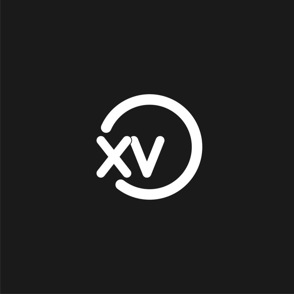 Initials XV logo monogram with simple circles lines vector