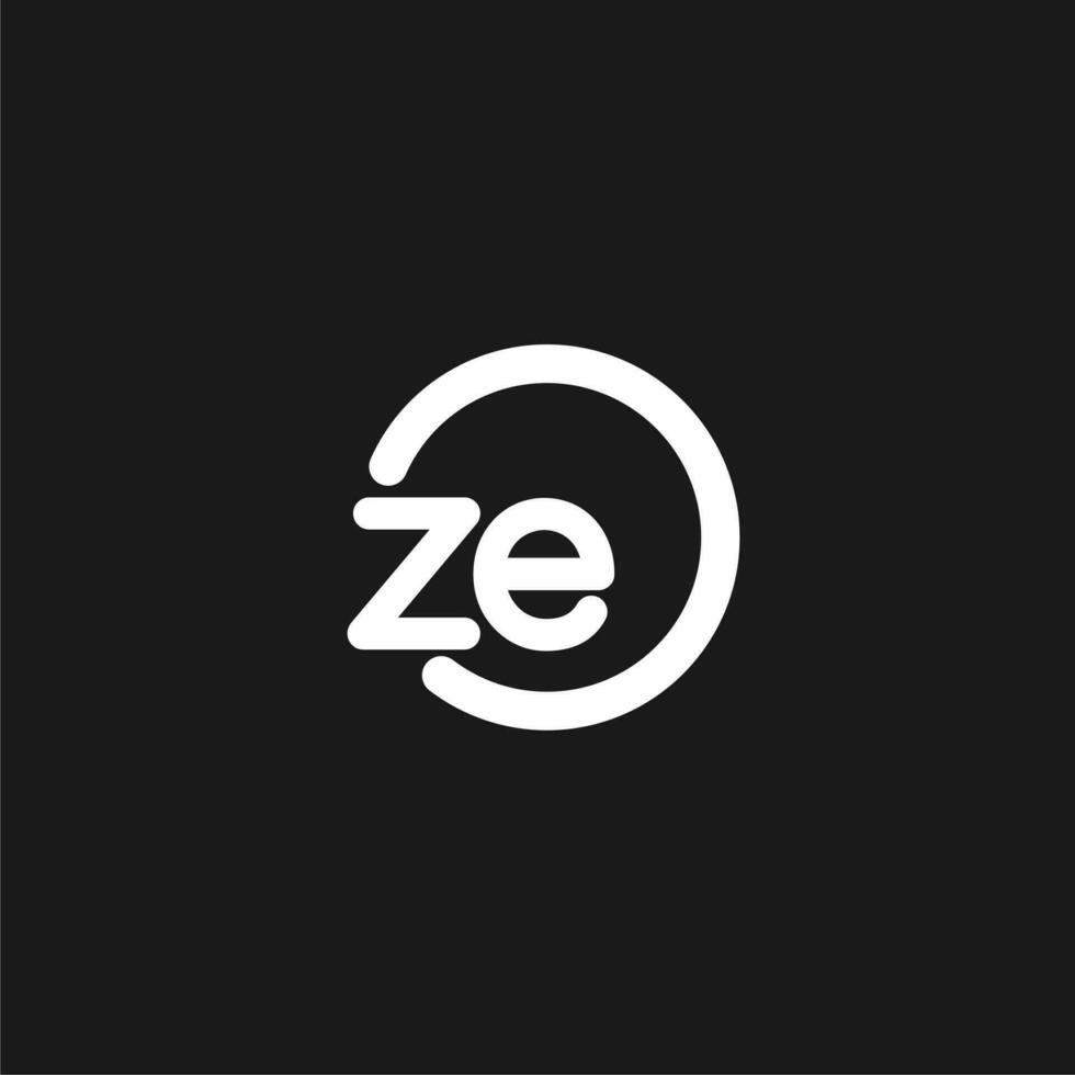 Initials ZE logo monogram with simple circles lines vector