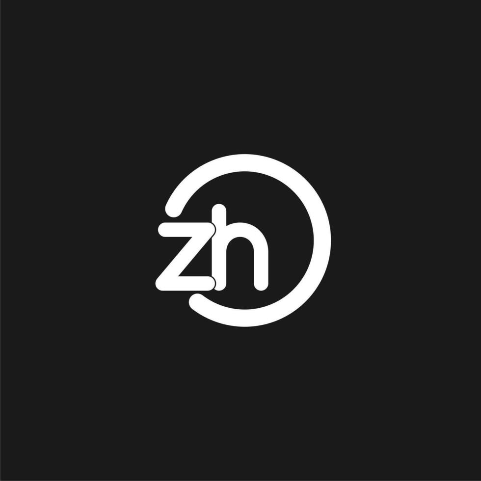 Initials ZH logo monogram with simple circles lines vector