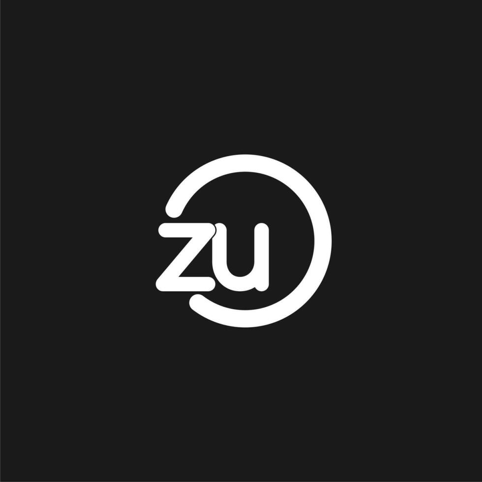 Initials ZU logo monogram with simple circles lines vector