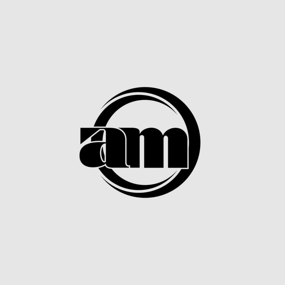 Letters AM simple circle linked line logo vector