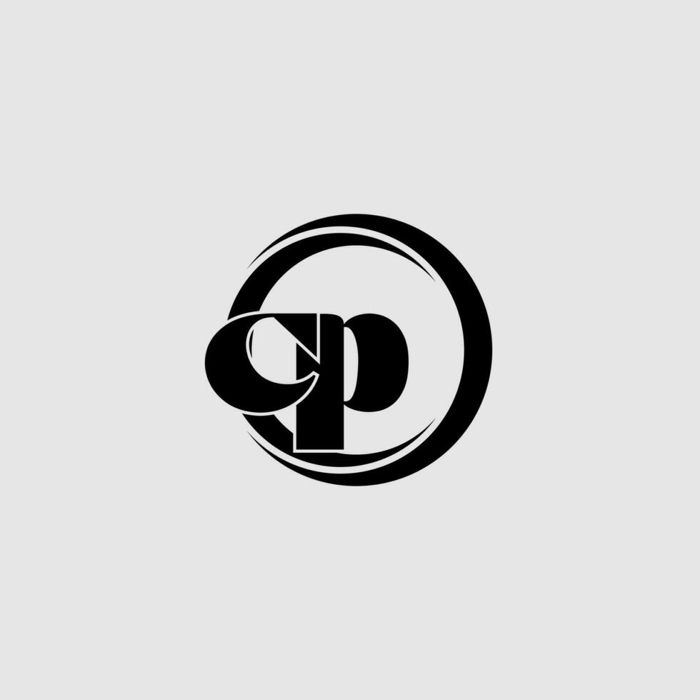 letras cp sencillo circulo vinculado línea logo vector