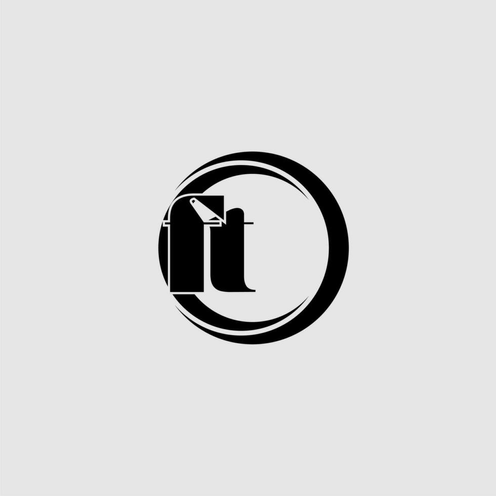 Letters FT simple circle linked line logo vector