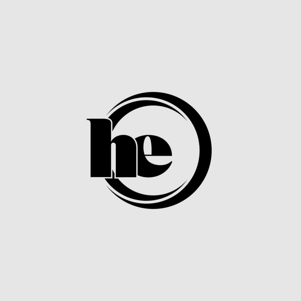 Letters HE simple circle linked line logo vector