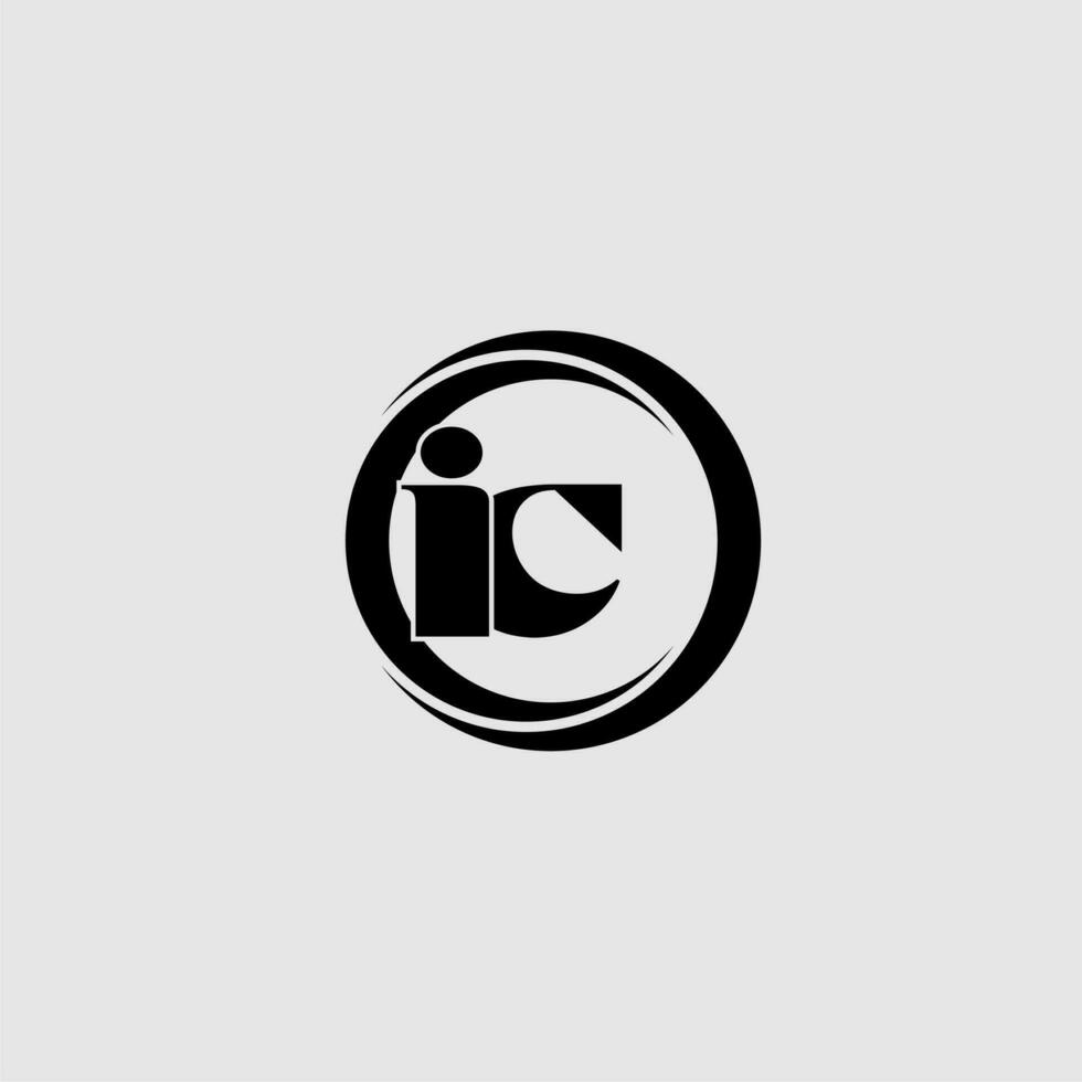 Letters IC simple circle linked line logo vector