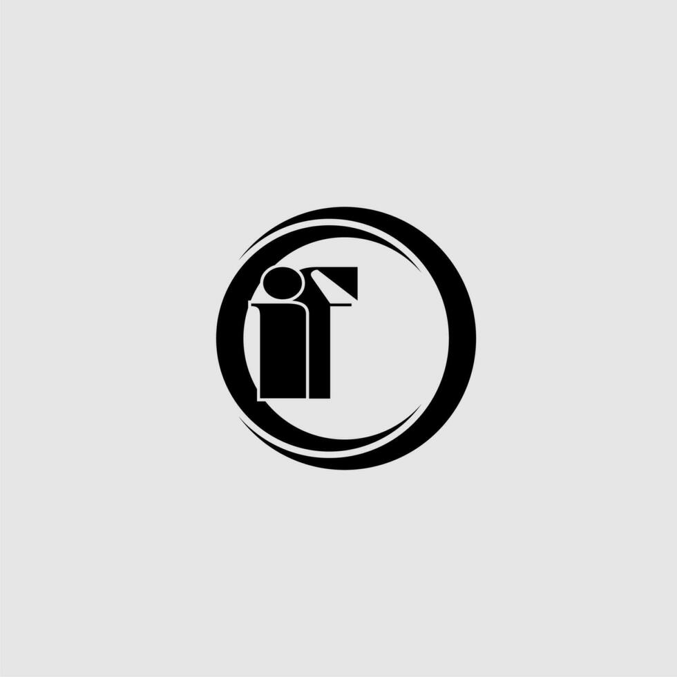 Letters IF simple circle linked line logo vector