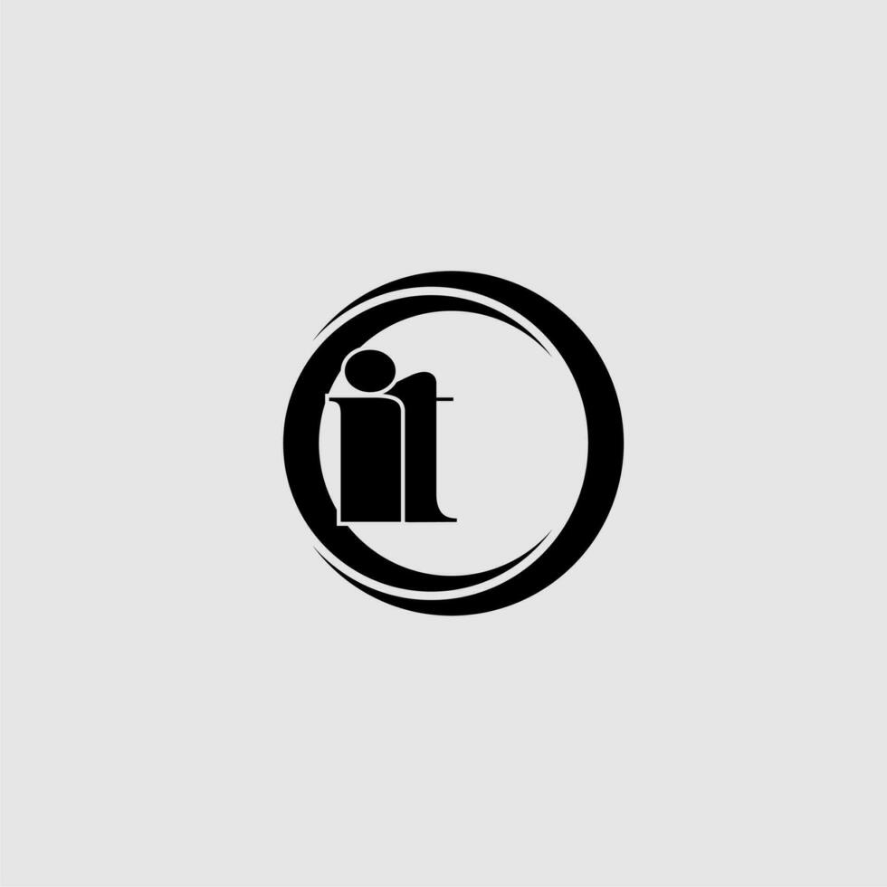 Letters IT simple circle linked line logo vector
