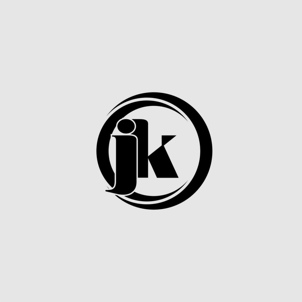 Letters JK simple circle linked line logo vector