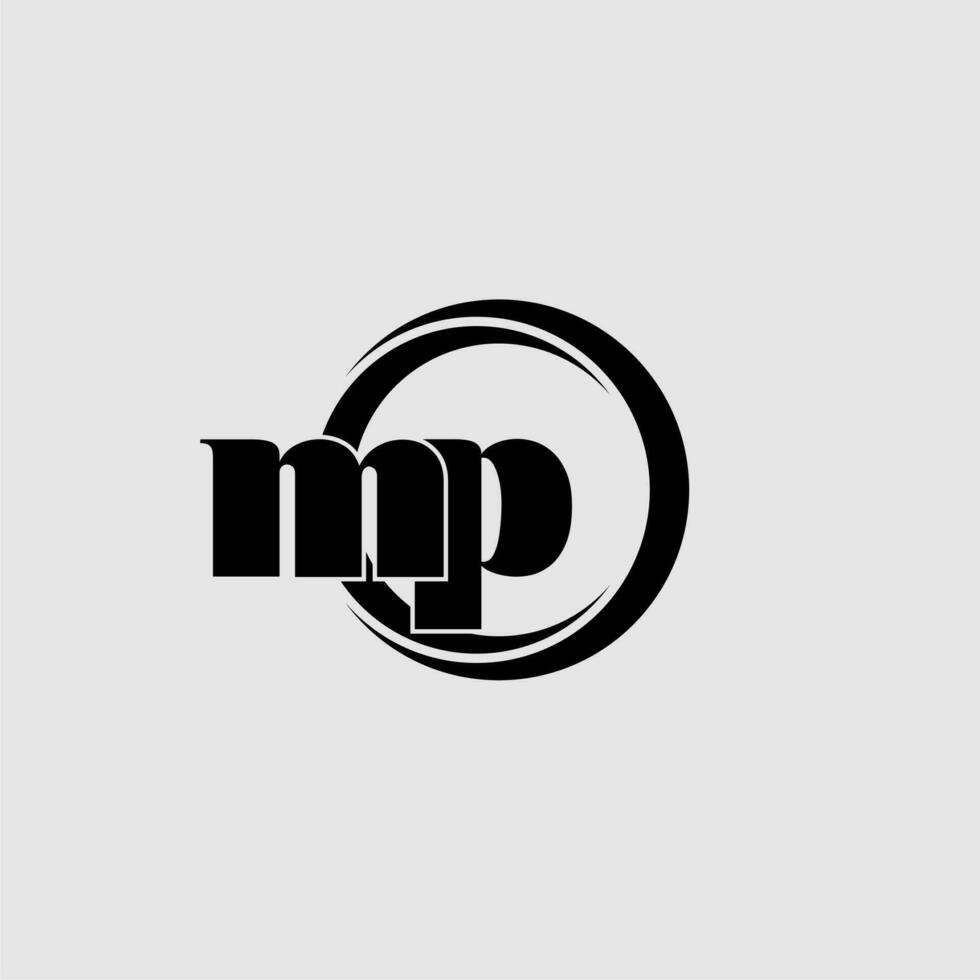 Letters MP simple circle linked line logo vector