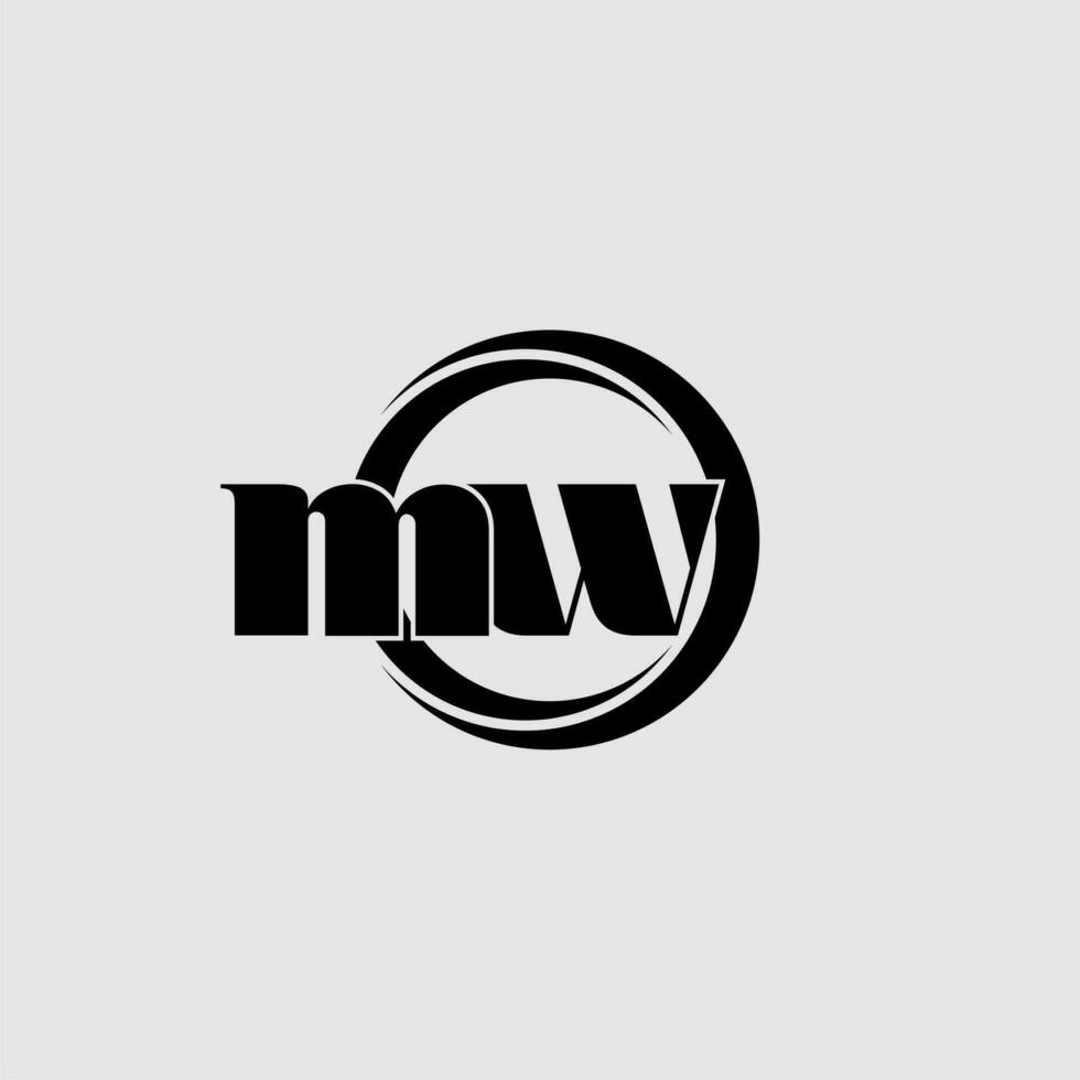 Letters MW simple circle linked line logo vector