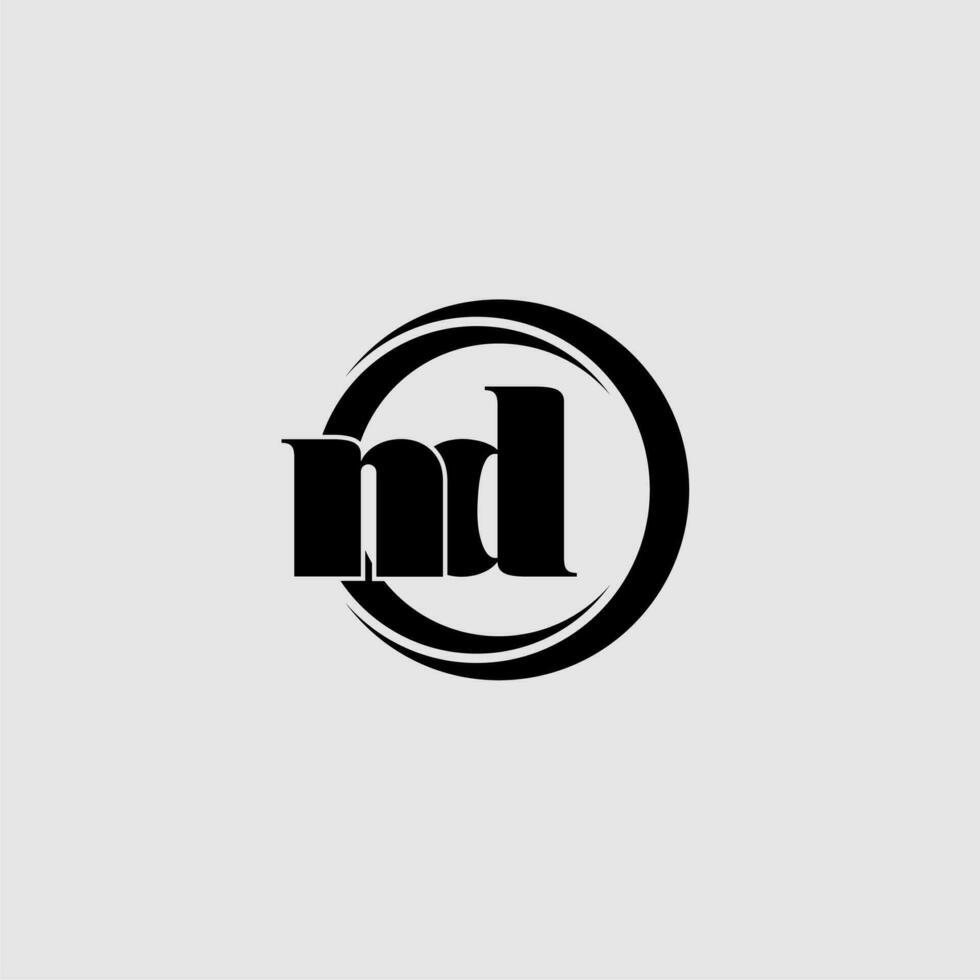 Letters ND simple circle linked line logo vector