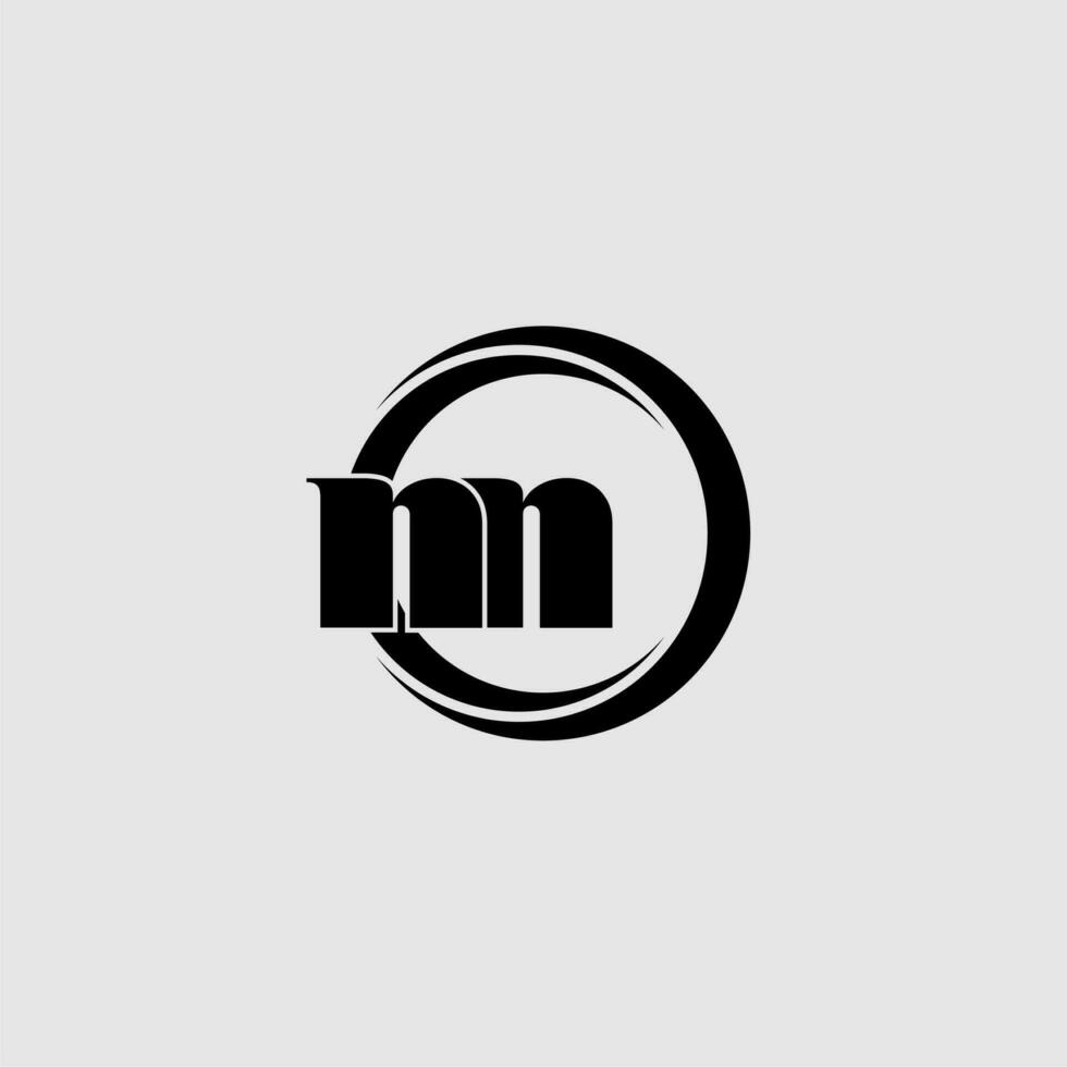 letras nn sencillo circulo vinculado línea logo vector