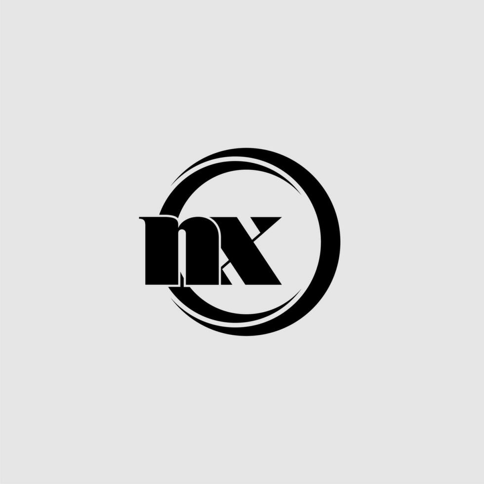 Letters NX simple circle linked line logo vector